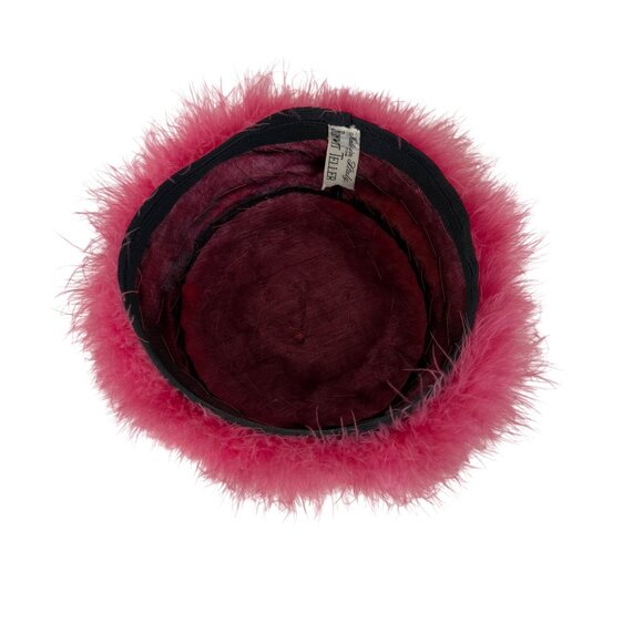 Pink Angora Beret Hat Satin Bow VTG Fuzzy Raspberry French Style 50s 60s Winter - Picture 6 of 11
